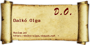 Dalkó Olga névjegykártya